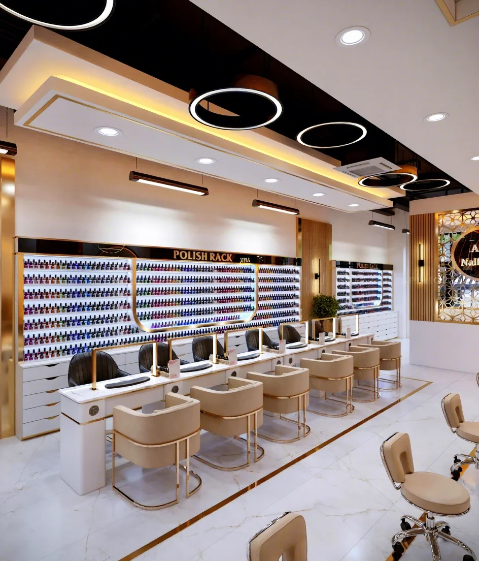 Custom Nail Salon Furniture | Manicure Tables & Display Cabinets | One-Stop Salon Design Solution Nail Salon Furniture