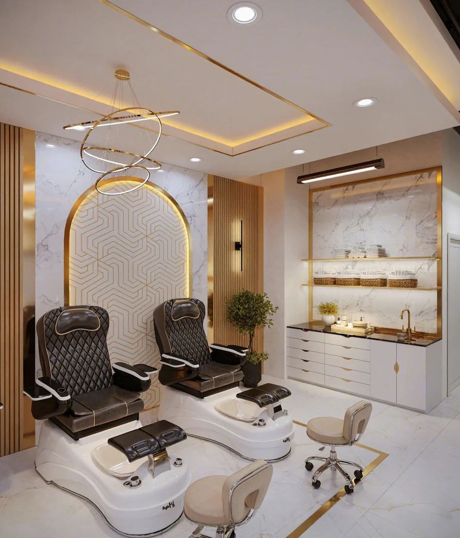 Custom Nail Salon Furniture | Manicure Tables & Display Cabinets | One-Stop Salon Design Solution Nail Salon Furniture